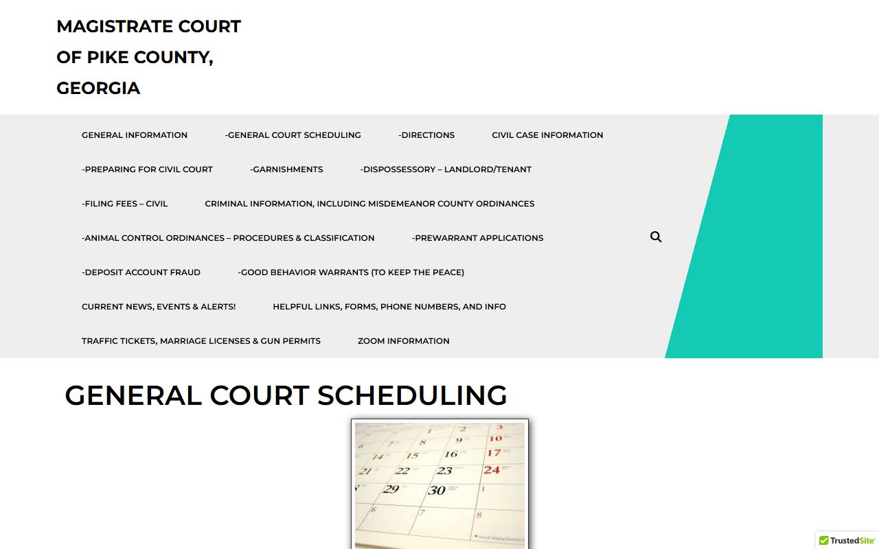 Pike County court dockets Magistrate Court scheduling page