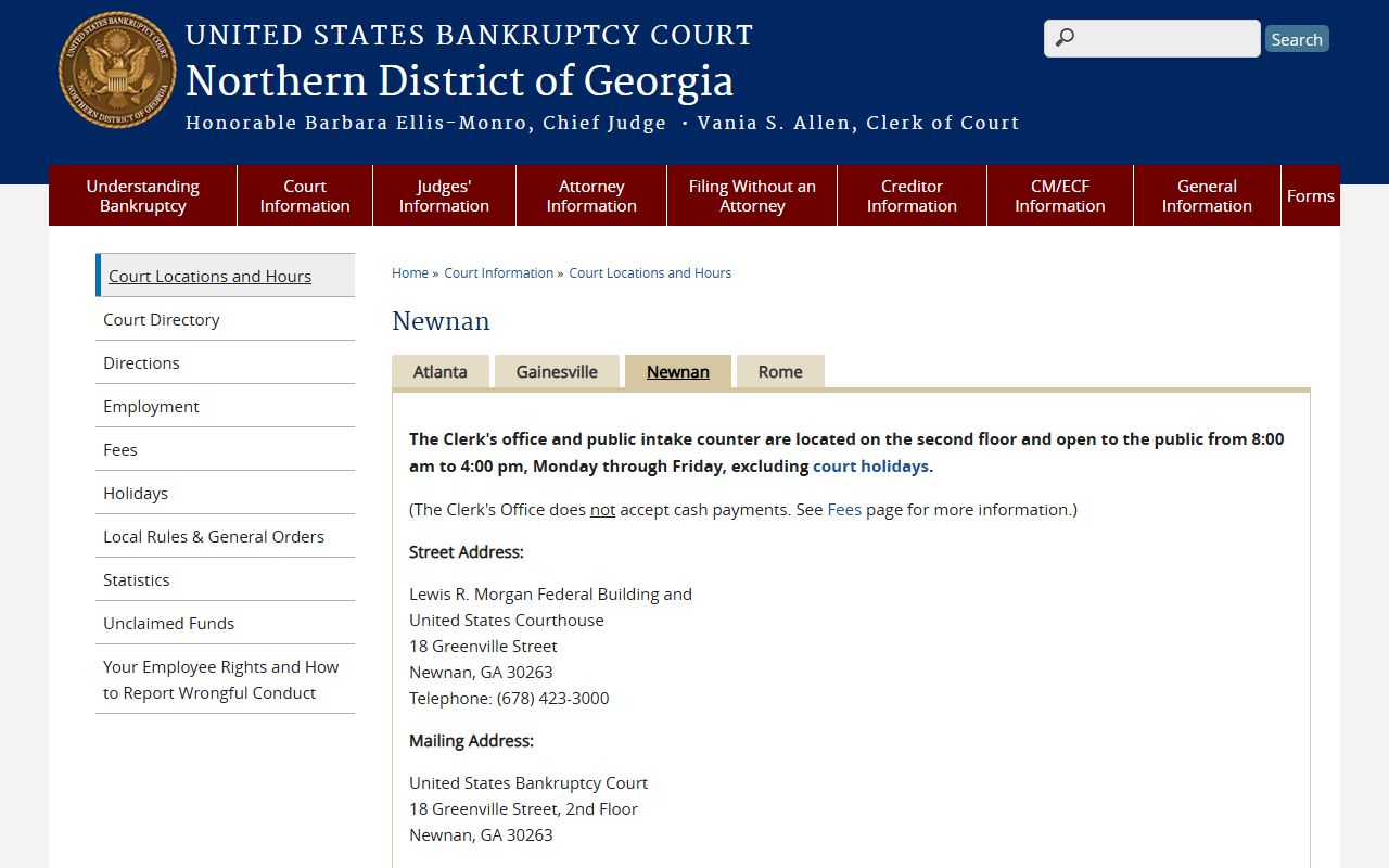 Pike County bankruptcy court records Newnan office source