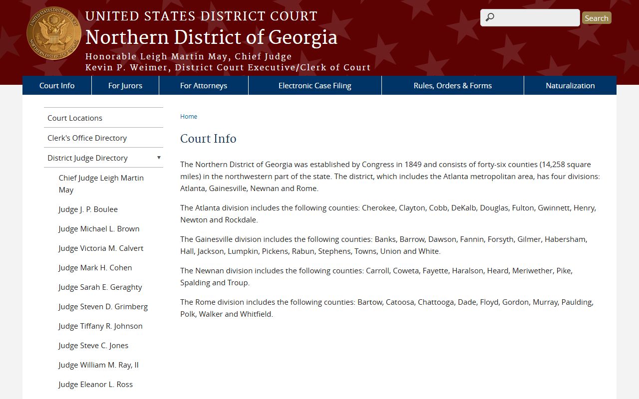 Pike County Superior Court and federal district court Northern District information