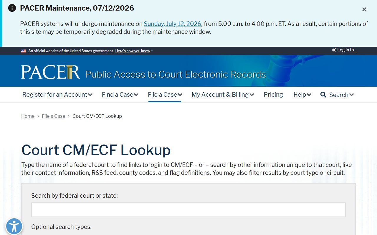 Pike County federal district court records PACER CM ECF lookup