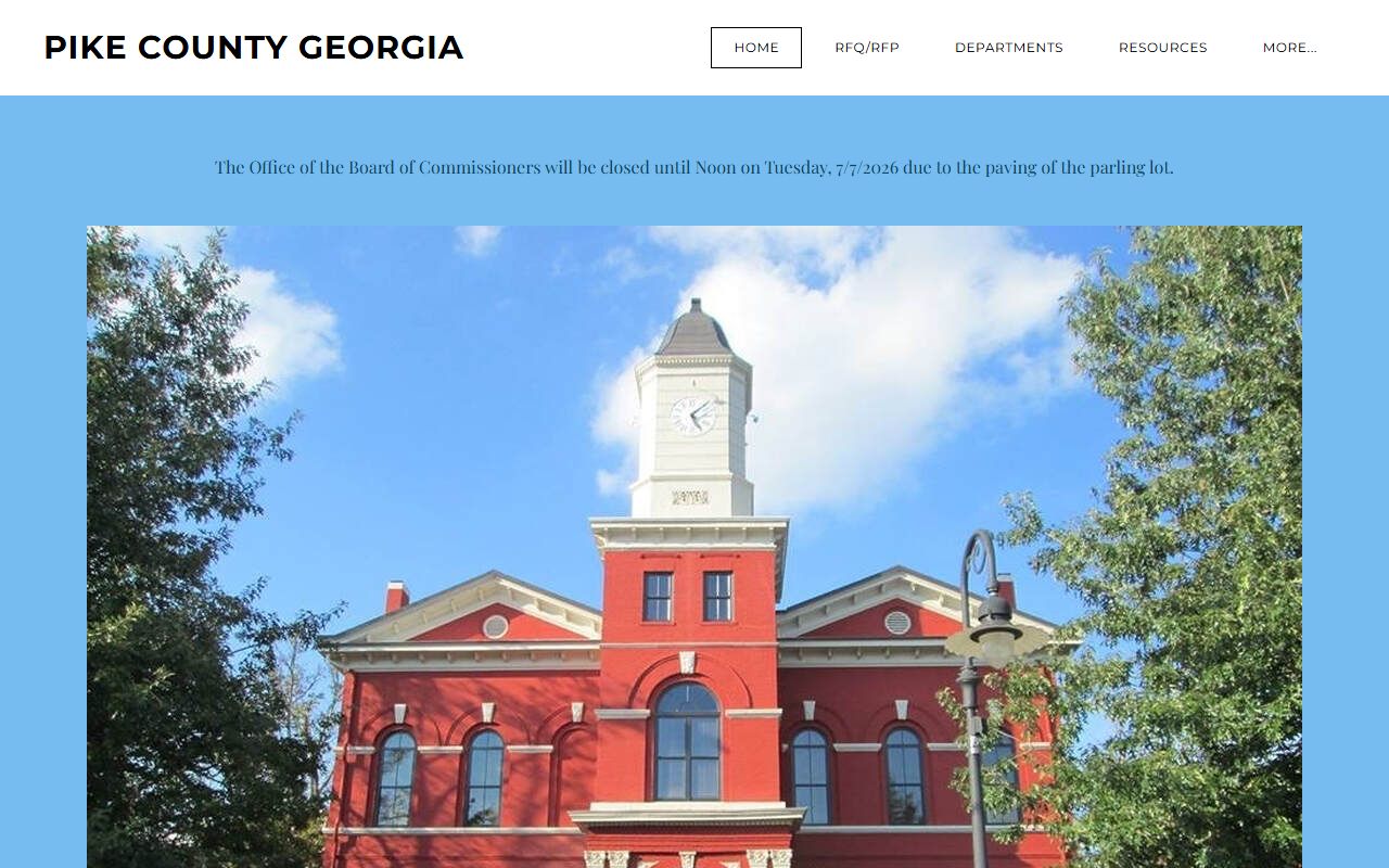 Pike County Georgia government homepage for county court and office access
