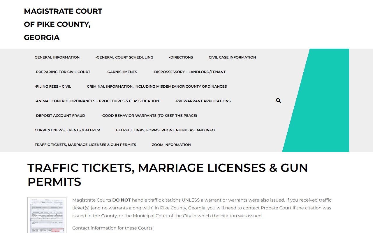 Pike County traffic court records Magistrate Court traffic citation routing