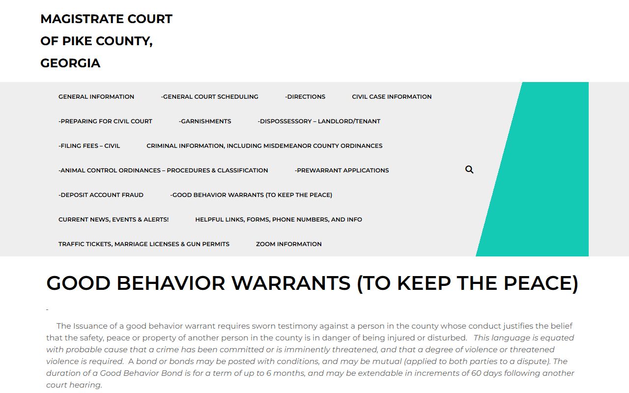 Pike County warrant records good behavior warrant information